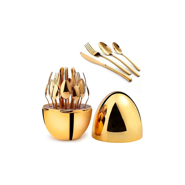 Juego de Cubiertos 24 Piezas Acero Inoxidable Gold